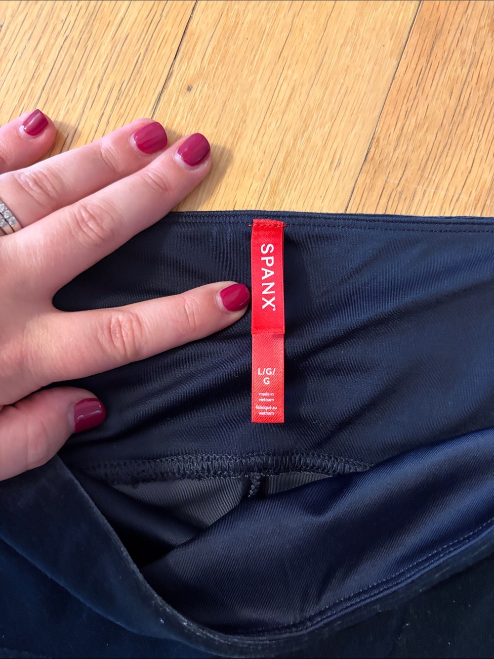 SPANX Navy Velvet Leggings - Picture 2 of 4